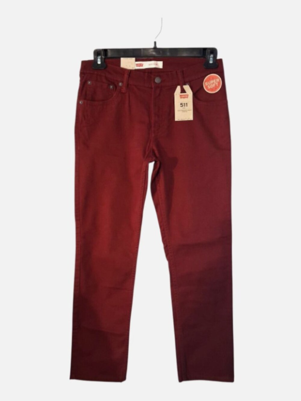 NWT Levi's 511 Boys Slim Fit Jeans 14H 33x28 Tag fits 32x28 Burgundy MSRP $52